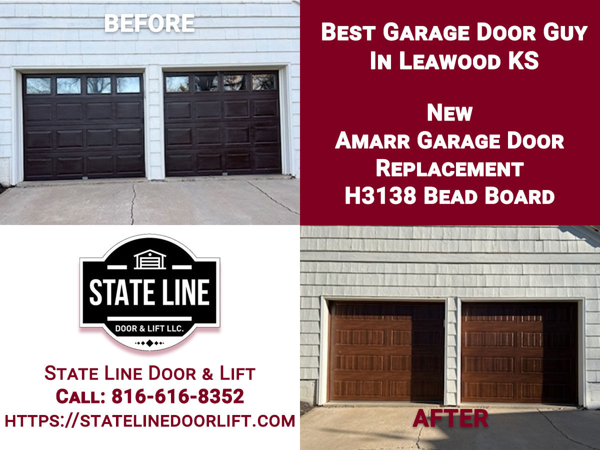 Amarr walnut garage door installation in Lee's Summit MO
